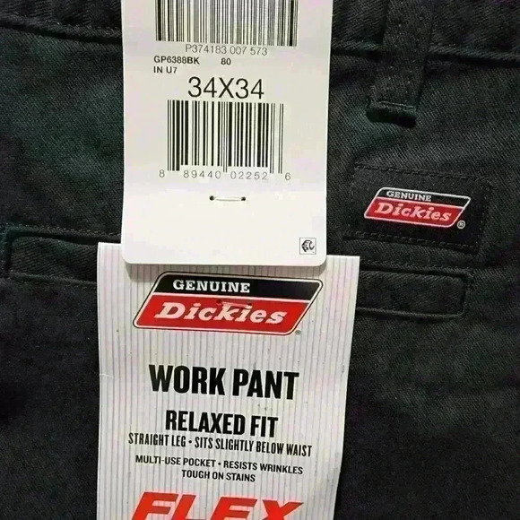 Dickies Mens Work Pants Relaxed Fit Straight Leg Flat Front Flex Pant Black - Picture 6 of 12